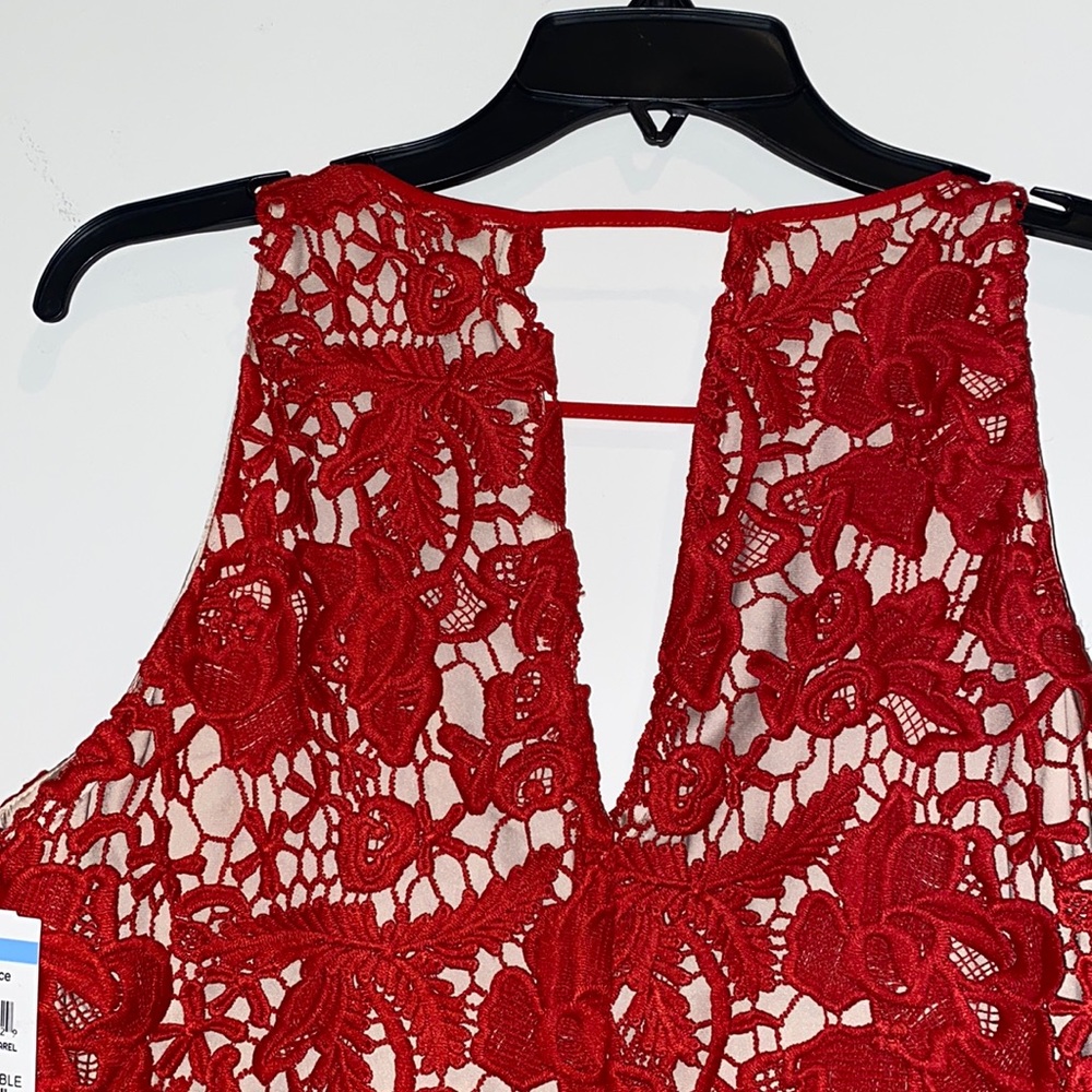NWOT Sam Edelman Lace Sleeveless Shift Dress Red - Picture 5 of 6